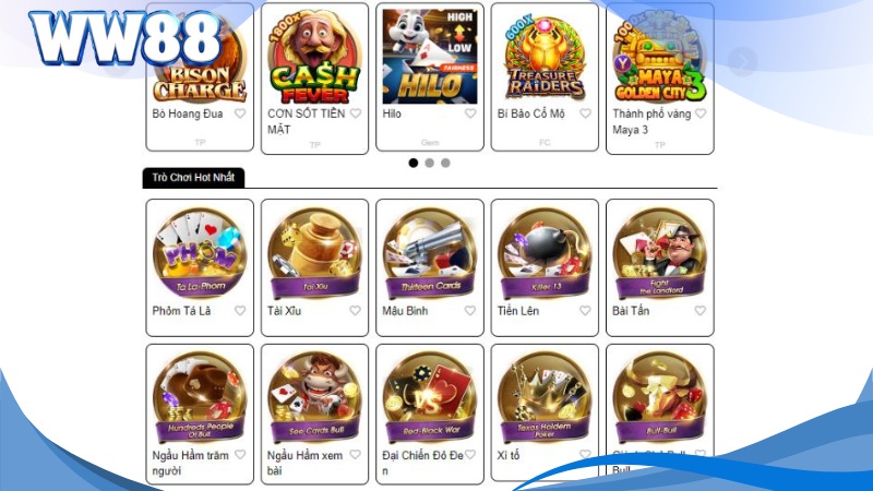 Game Bài WW88 - Sảnh Chơi Chất Cho Dân Chuyên Nghiệp 2 WW88 đa dạng game bài